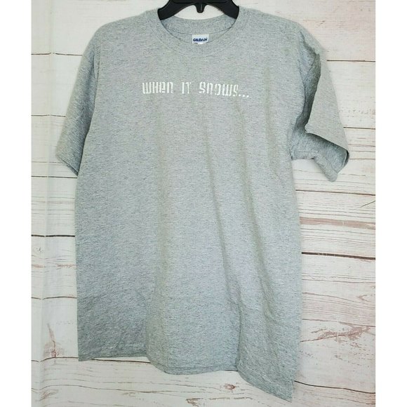 When It Snows It Blows Snow Blower Stout $2 Gildan Ultra Cotton Med T Shirt - Picture 9 of 10